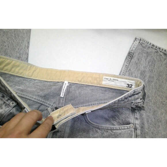 New Womens Designer Rag & Bone NWT $248 Maya HR Slim Jeans Acid Gray White 32 - Picture 6 of 9